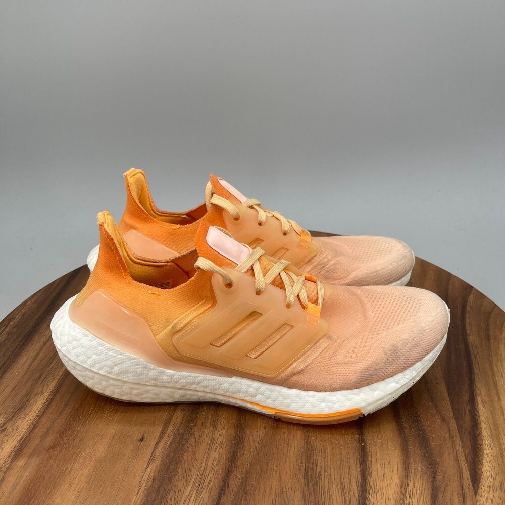 Adidas Ultraboost 22 Shoes Womens Size 8 Orange Running Comfort Walking Sneakers